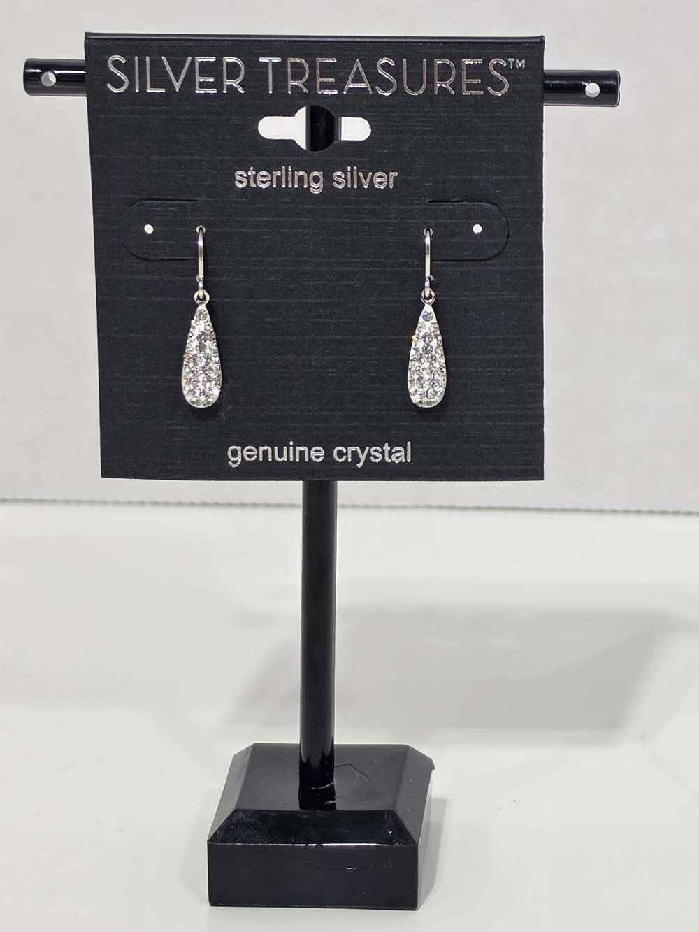 Secret Treasures Sterling Silver Crystal Teardrop Earrings - Silver